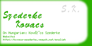 szederke kovacs business card